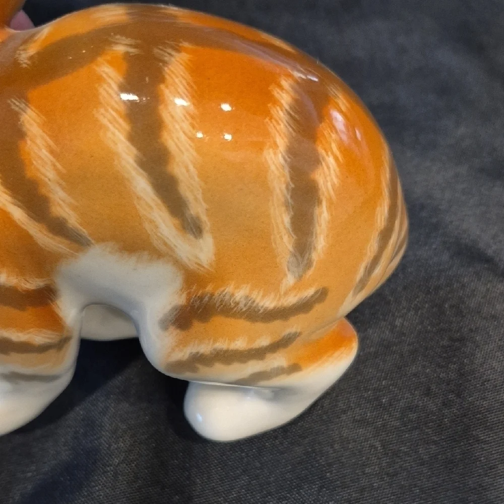 Lomonosov Large Rare Porcelain Tabby Cat Figurine